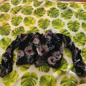 strapless black crop top with lace